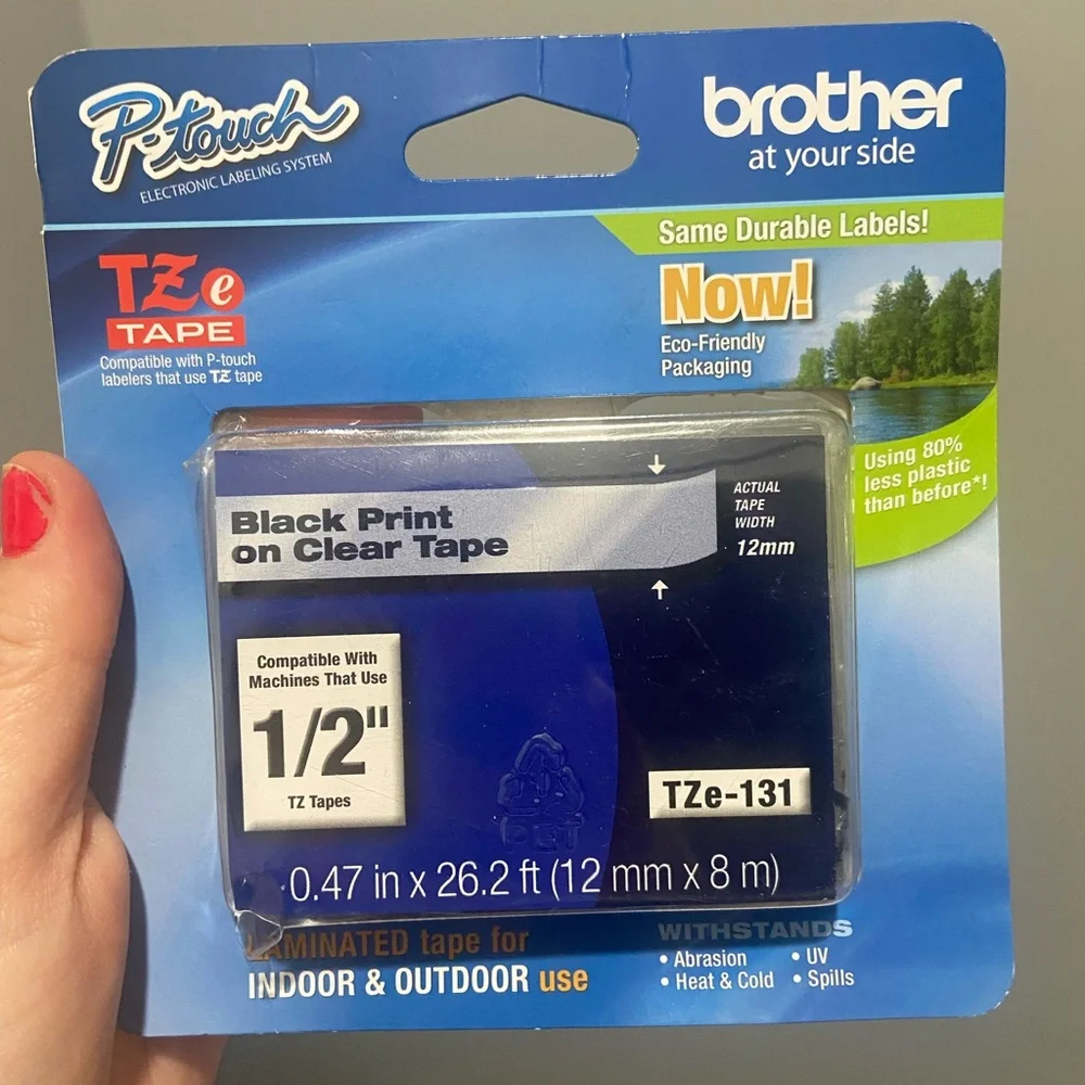 Brother TZe Black on Clear Label Tape